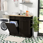 Kitchen Tilt Out Trash Cabinet with 2 Drawers and Adjustable Shelf