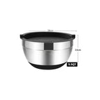1/6PCS Silicone Bottom Thickened with Lid Cooking Basin Stainless Steel Egg Beating Basin Salad Mixing Basin Kitchen Baking