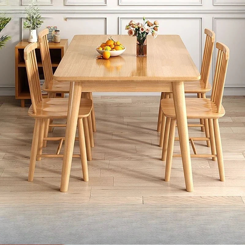 Solid Wood Dining Table Modern Rectangular Kitchen Table Minimalist Rectangular Compact Small Space Saving Kitchen Dining Room