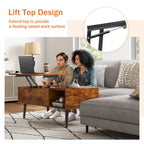JHK Lift Top Coffee Tables For Living Room 39.37"x19.7" Desk Tea Wood Dining Tables Adjustable Storage Shelf Easy Lift Or Lower