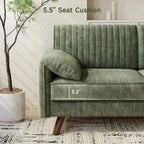 Modern Loveseat Sofa 64.5" for Small Space Living Room, Chenille Fabric 2-Seater Couch with High Legs（164cm）, Comfy Small Apartment Sofa Green
