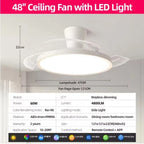 Modern Invisible LED Ceiling Fan with Light Large Air Volume 3 folding blades for Bedroom Dining room Electric fan AC220V