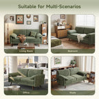 Modern Loveseat Sofa 64.5" for Small Space Living Room, Chenille Fabric 2-Seater Couch with High Legs（164cm）, Comfy Small Apartment Sofa Green