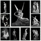 Nordic Simple Wall Art Black Ancient Greek Gods Sculpture David Statue Canvas Print Poster Home Living Room Bedroom Decoration
