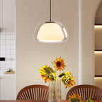 Hand-Blown Glass Globe Pendant Light with Dome Shade | Modern Dining Lamp
