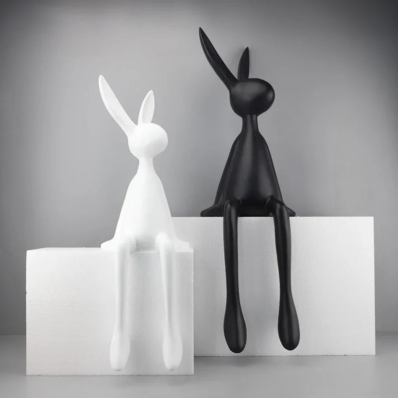 Creative Home Decor Rabbit Statue Abstract Art Sculpture Desk Living Room TV Cabinet Wine Cabinet Handicrafts Ornaments