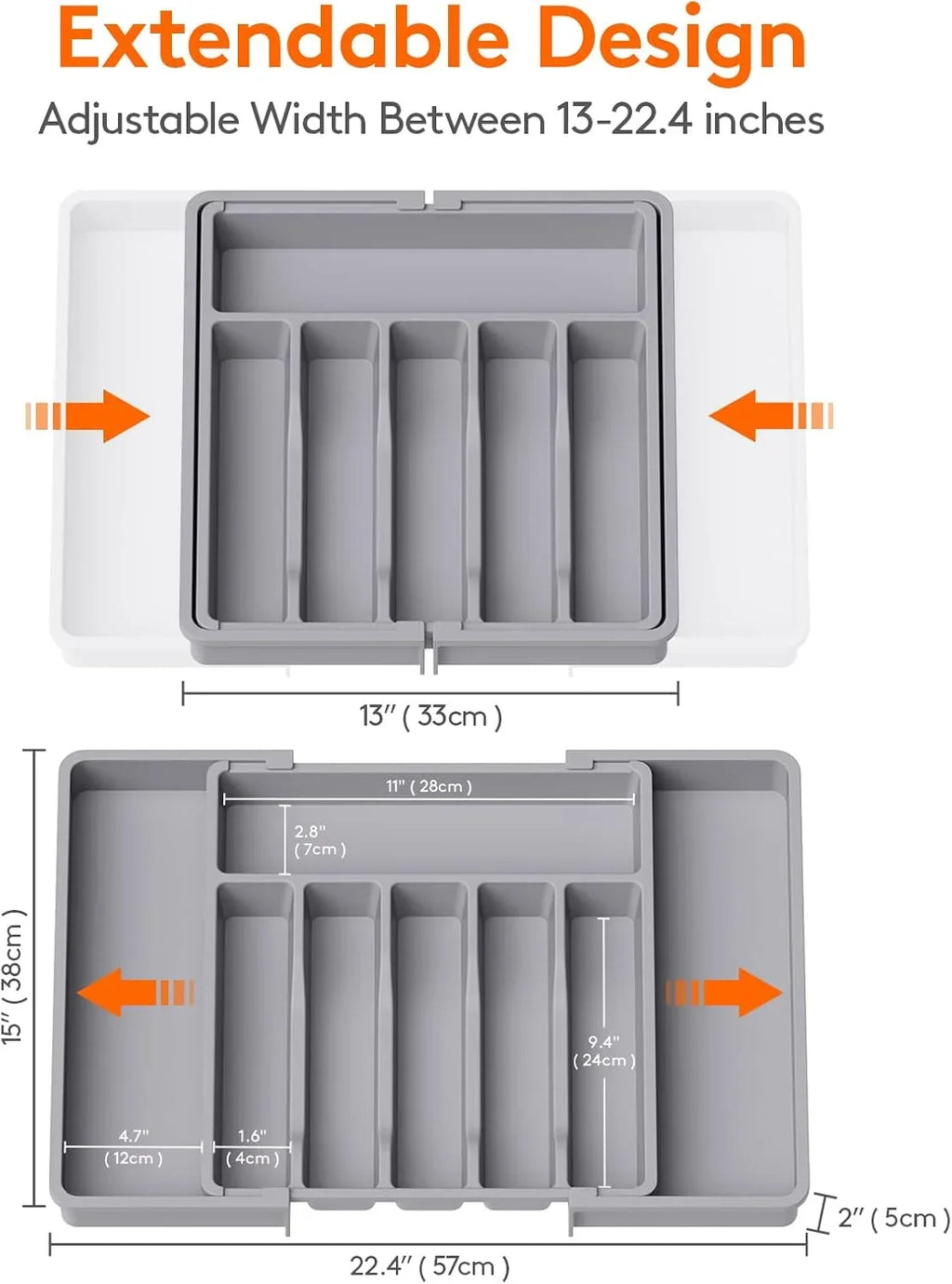 Expandable Utensil Organizer for Kitchen Drawers Large Silverware Drawer Organizer Divider Adjustable Cooking Utensil Tray