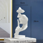 Home Decor Thinker Statue Sculpture Silence Is Gold Figurines Resin Retro  For Office Study Living Room Abstract Face Ornaments