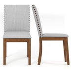 Set of 2 Upholstered Dining Chairs with Padded Seat for Living Room-Walnut