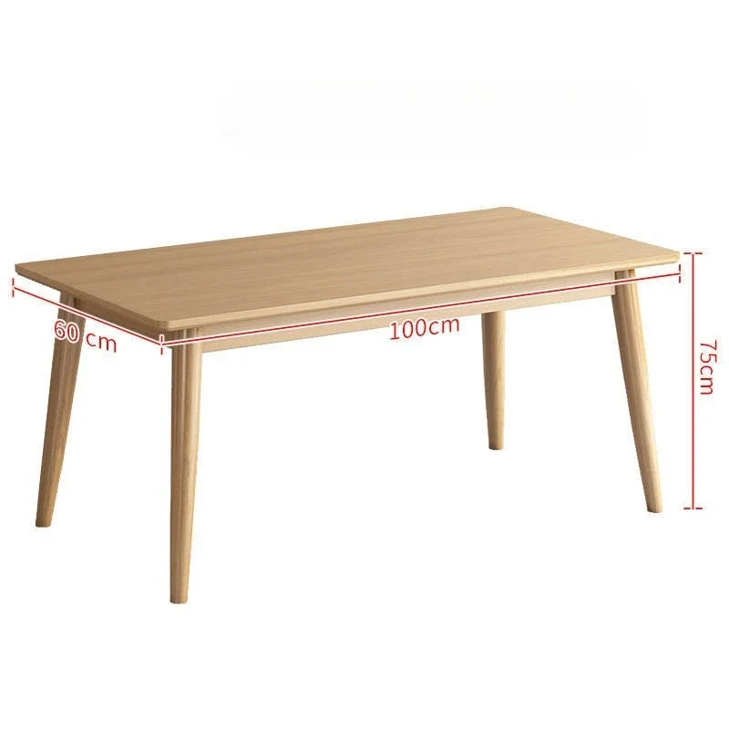Solid Wood Dining Table Modern Rectangular Kitchen Table Minimalist Rectangular Compact Small Space Saving Kitchen Dining Room
