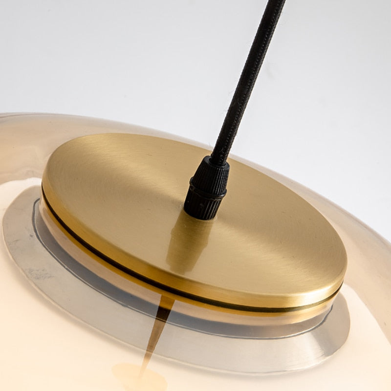 Hand-Blown Glass Globe Pendant Light with Dome Shade | Modern Dining Lamp