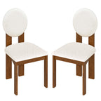 Sherpa Dining Chairs Set of 2 with Rubber Wood Legs for Living Room Restaurant-White