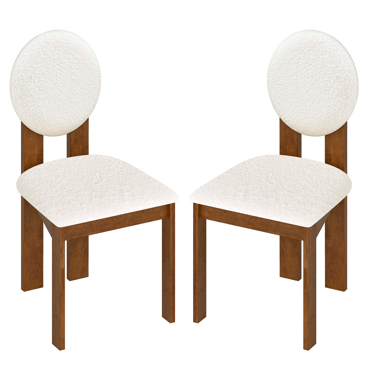 Sherpa Dining Chairs Set of 2 with Rubber Wood Legs for Living Room Restaurant-White