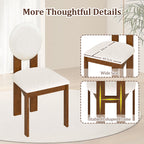 Sherpa Dining Chairs Set of 2 with Rubber Wood Legs for Living Room Restaurant-White