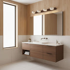 Travertine Stone Wall Sconce with Dimmable LED | Natural Wood Accent for Warm Ambient Glow