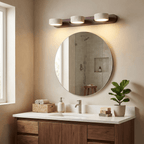 Travertine Stone Wall Sconce with Dimmable LED | Natural Wood Accent for Warm Ambient Glow