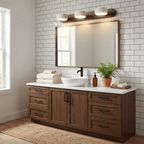 Travertine Stone Wall Sconce with Dimmable LED | Natural Wood Accent for Warm Ambient Glow