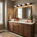 Travertine Stone Wall Sconce with Dimmable LED | Natural Wood Accent for Warm Ambient Glow