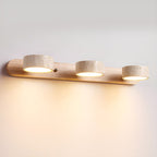 Travertine Stone Wall Sconce with Dimmable LED | Natural Wood Accent for Warm Ambient Glow
