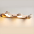Travertine Stone Wall Sconce with Dimmable LED | Natural Wood Accent for Warm Ambient Glow
