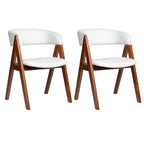 Wooden Dining Chair Set of 2 Mid-Century Modern Sherpa Upholstered Kitchen Dining Room Chairs