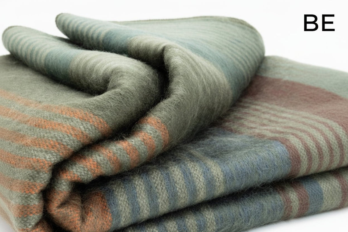 Alpaca Bed Blanket - Striped