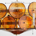 Ambra Series | Amber Murano-Style Glass Disc Chandelier with Solid Brass Frame for Dining