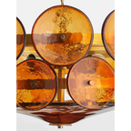 Ambra Series | Amber Murano-Style Glass Disc Chandelier with Solid Brass Frame for Dining