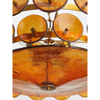 Ambra Series | Amber Murano-Style Glass Disc Chandelier with Solid Brass Frame for Dining