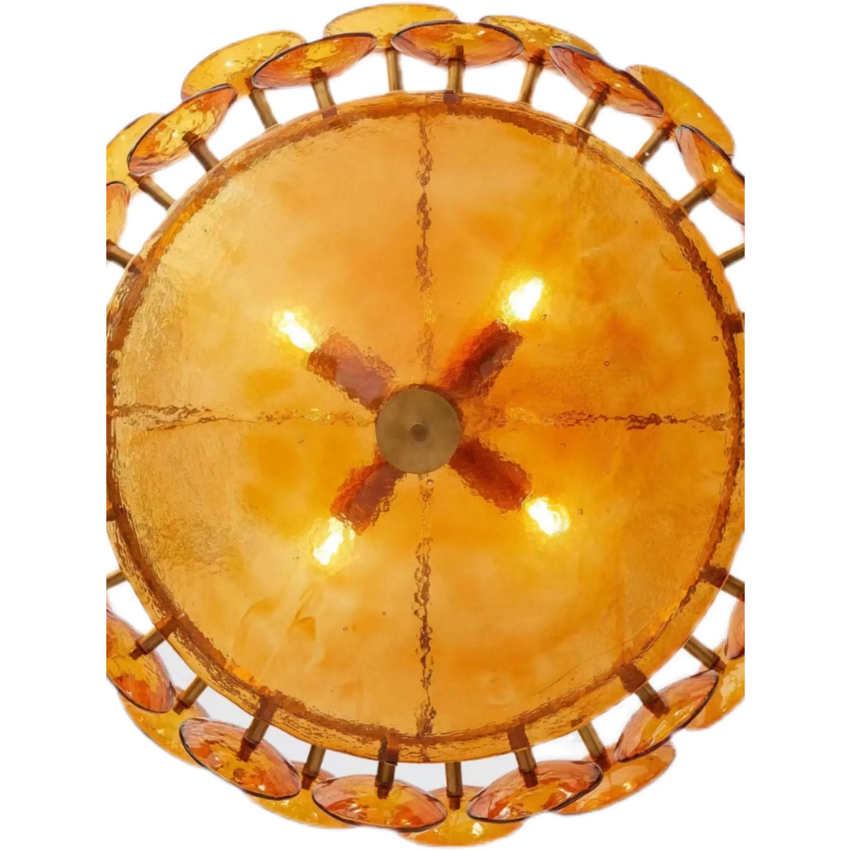 Ambra Series | Amber Murano-Style Glass Disc Chandelier with Solid Brass Frame for Dining