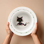 Christmas Cat Tangled in Lights Bowl – 8.5" Holiday Dinnerware