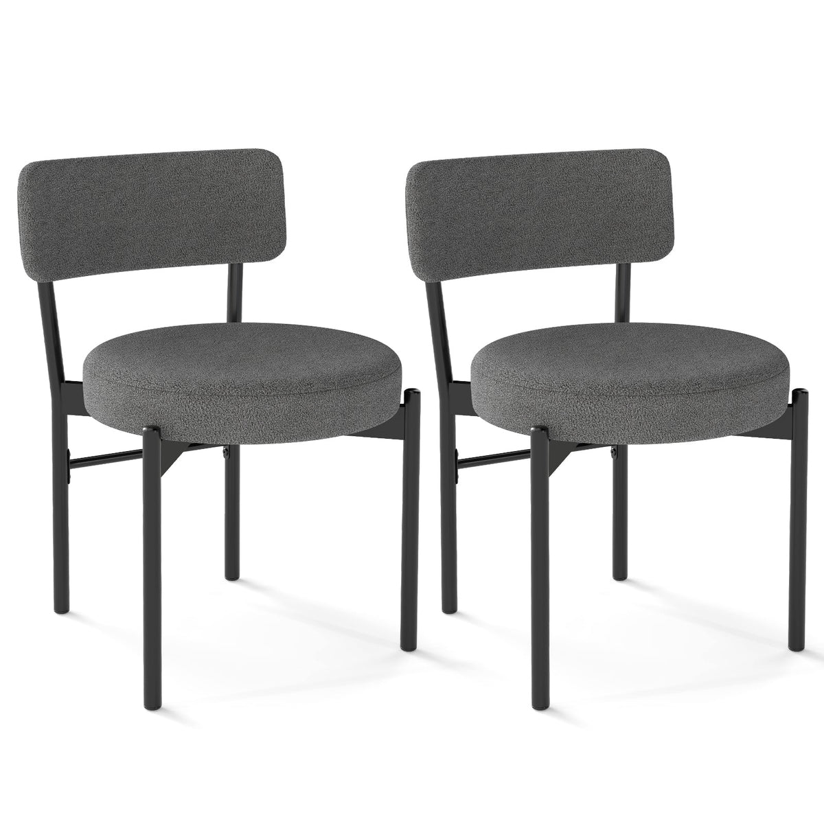 Dining Chair Set of 2 with Curved Backrest and Padded Seat