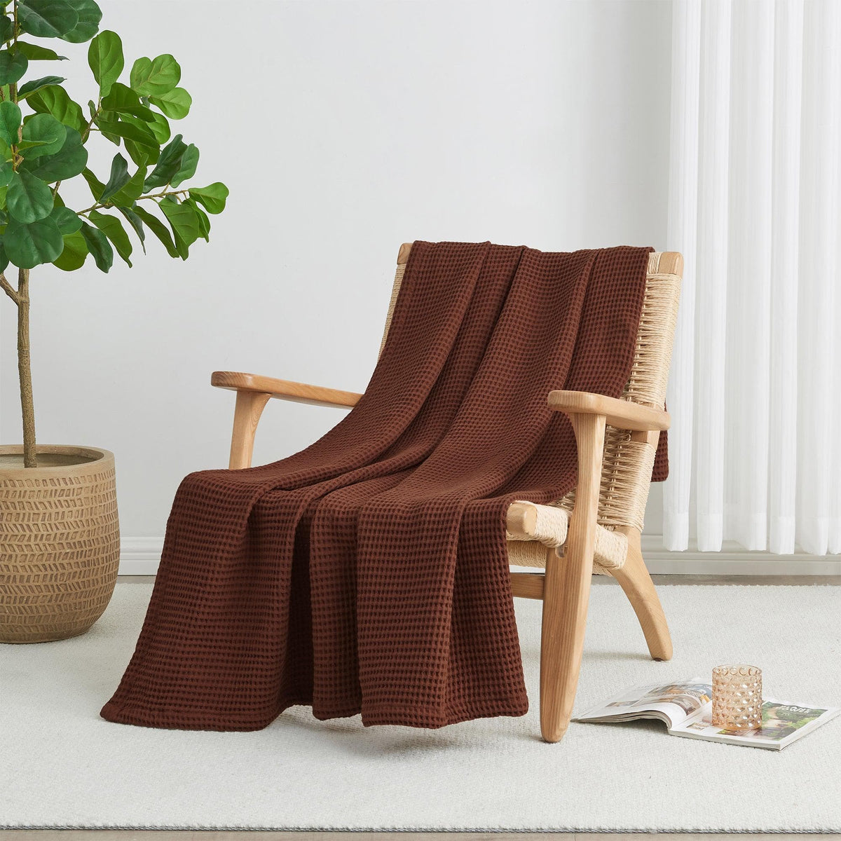100% Cotton Waffle Weave Blanket - Mikala Collection