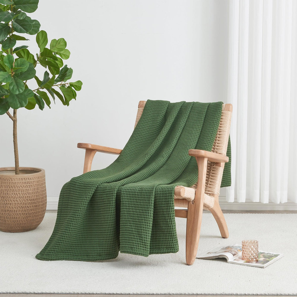 100% Cotton Waffle Weave Blanket - Mikala Collection