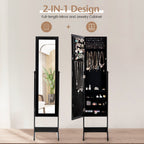 Mirrored Standing Jewelry Cabinet Storage Box