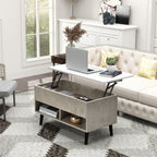 31.5 Inch Lift-Top Coffee Table with Hidden Storage and 2 Open Shelves