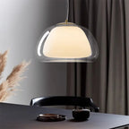 Hand-Blown Glass Globe Pendant Light with Dome Shade | Modern Dining Lamp