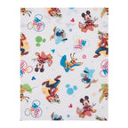 Disney Mickey Mouse Blue, Red, and Green, Donald Duck, Pluto, and Goofy, Fun Starts Here 4 Piece Toddler Bed Set - Comforter, Fitted Bottom Sheet, Flat Top Sheet, and Reversible Pillowcase