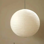 White Rice Paper Lantern Pendant Light with Even Ambient Glow | Japandi Ceiling Lamp