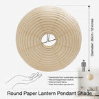 White Rice Paper Lantern Pendant Light with Even Ambient Glow | Japandi Ceiling Lamp