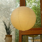White Rice Paper Lantern Pendant Light with Even Ambient Glow | Japandi Ceiling Lamp