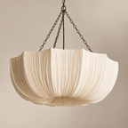 Hand-Draped Linen Pendant Light | Wabi-Sabi Chandelier for Dining Rooms
