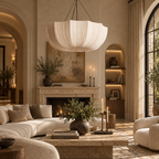 Hand-Draped Linen Pendant Light | Wabi-Sabi Chandelier for Dining Rooms