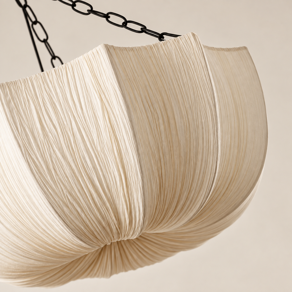 Hand-Draped Linen Pendant Light | Wabi-Sabi Chandelier for Dining Rooms