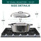 Oval Dutch Oven with Lid - 10 Quart (15 Inch)