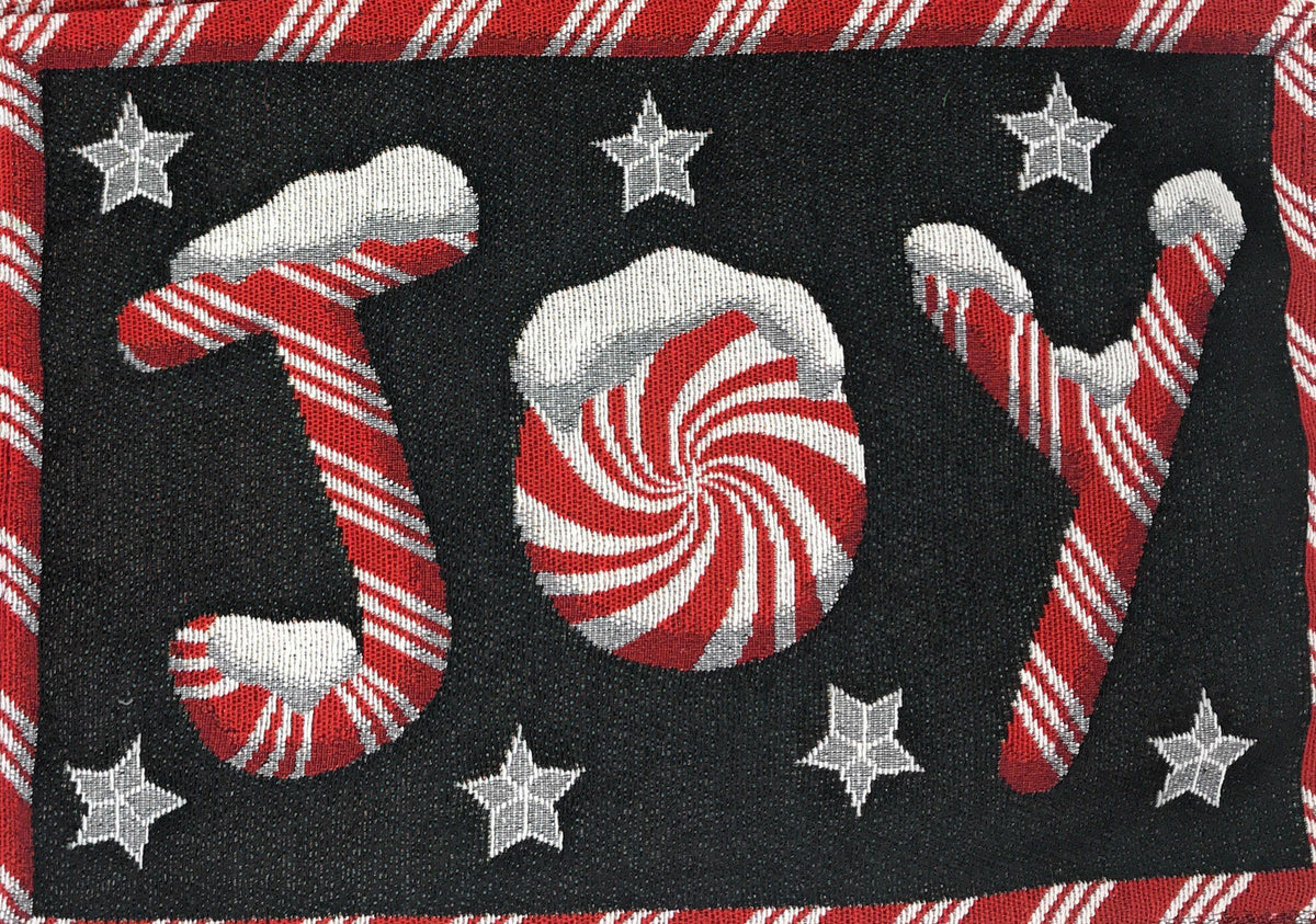 DaDa Bedding Set of 8 Pieces Peppermint Joy Holiday Table Tapestry - 4 Placemats, 2 Table Runners, 2 Throw Pillow Covers (12904)