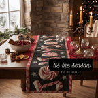 DaDa Bedding Peppermint Joy Red Black Holiday Tapestry Dining Table Runner (12904)